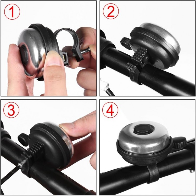 Timbre bicicleta de aluminio con un sonido fuerte, claro y nítido. Adecuada tanto para adultos como para niños