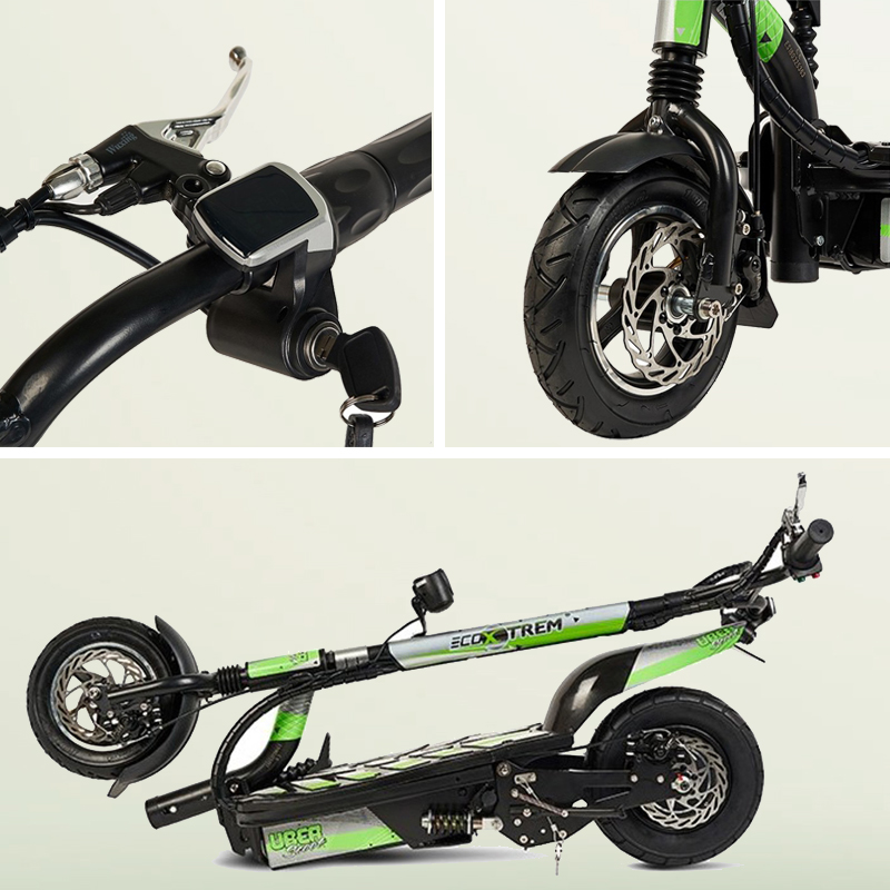 Composants scooter électrique 300W avec siège, pliable et vert